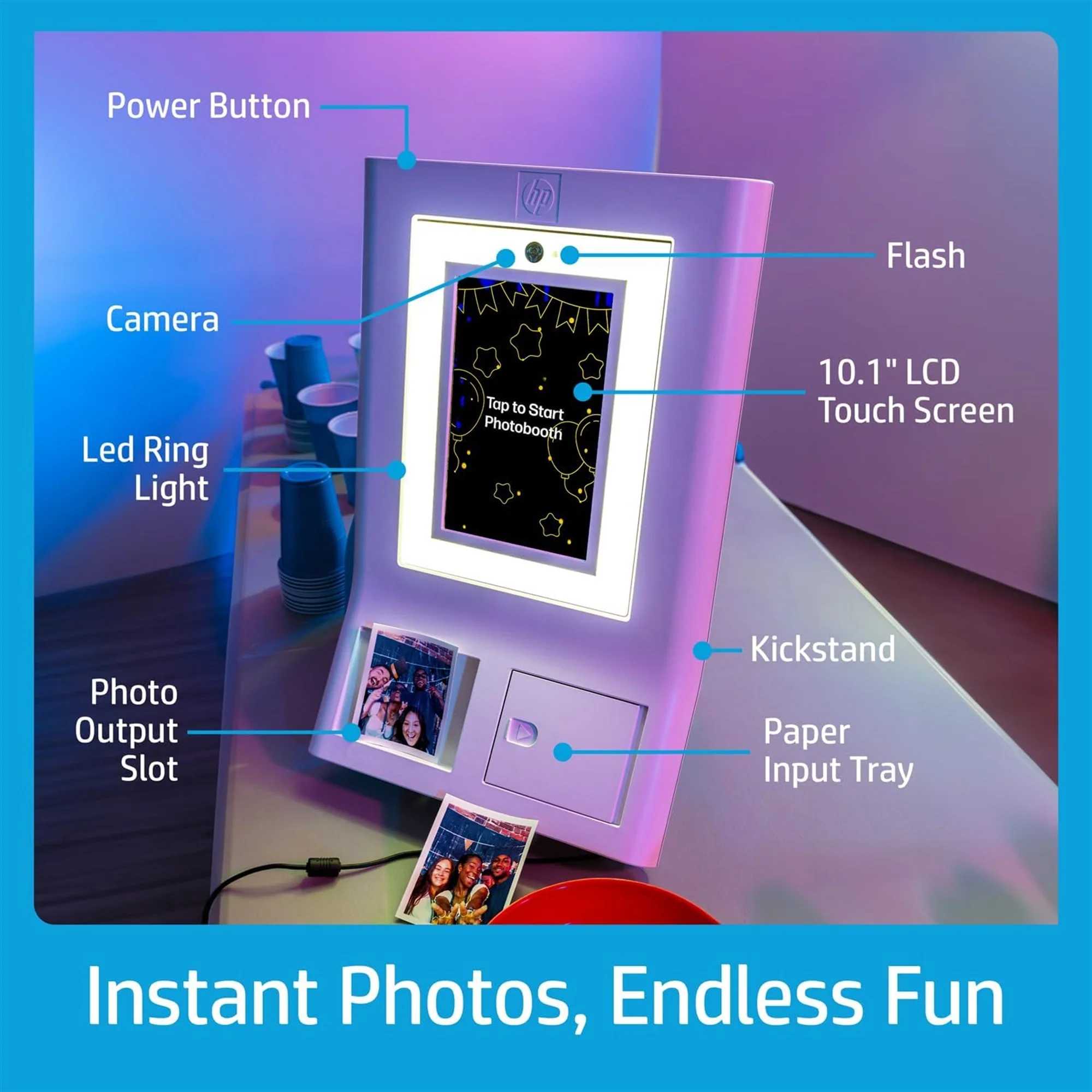HP Sprocket Photobooth 3x4 Photo Printer (White) Bundle with Zink Paper (100 Sheets) & Carrying Case - Image 2