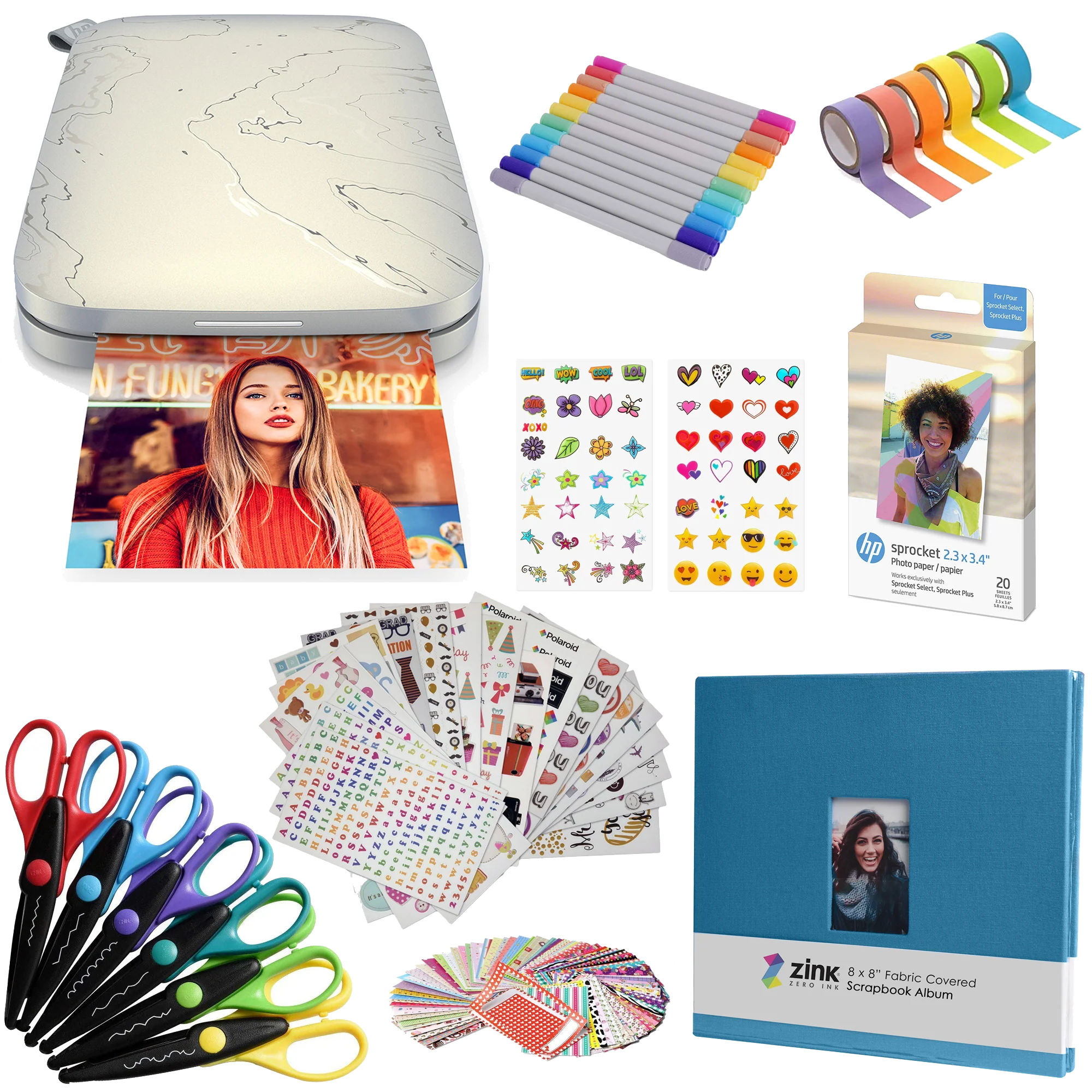 HP Sprocket Select Portable Instant Photo Printer (Eclipse) Scrapbook Bundle
